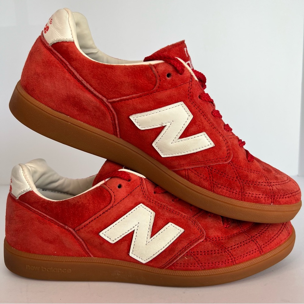 New Balance Red and White Suede Sneakers